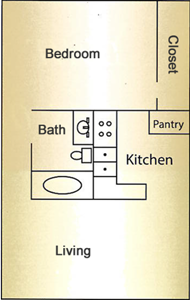 One Bedroom / One Bath - 575 Sq.Ft.*